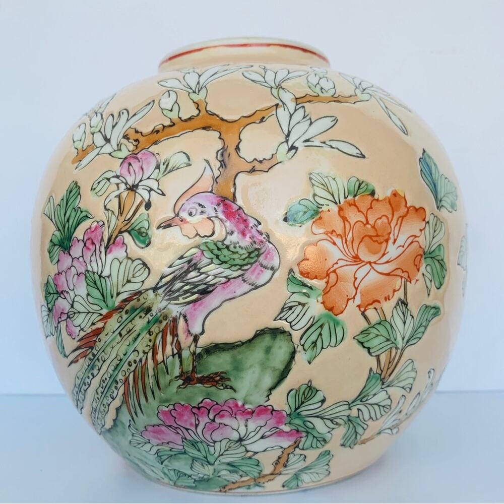 Antique Chinese Famille Rose Porcelain Phoenix Birds Ginger Jar vase - Picture 6 of 13
